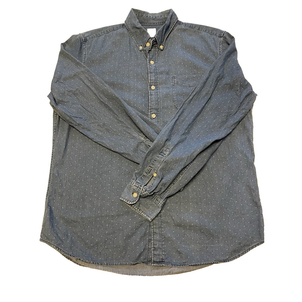 Gap Classic Fit Men's Large Cotton Blue Patterned‎ L/S Button Down Shirt